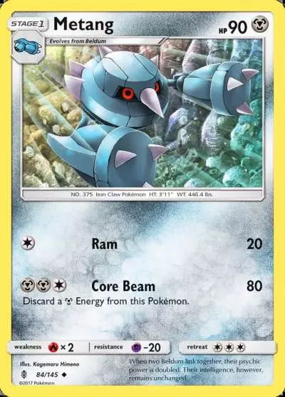 Metang 84/145 Guardians Rising Pokemon card