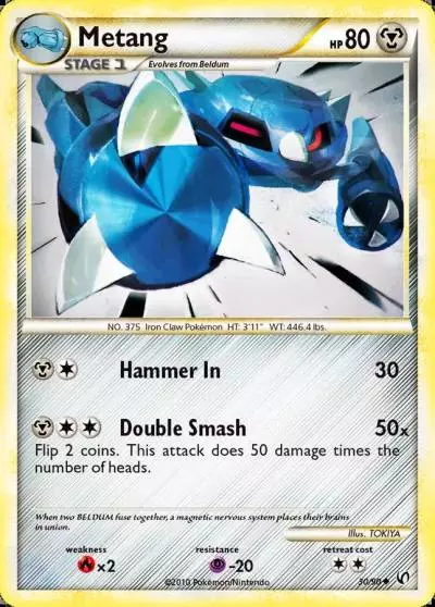 Metang 30/90 HS—Undaunted Pokemon card