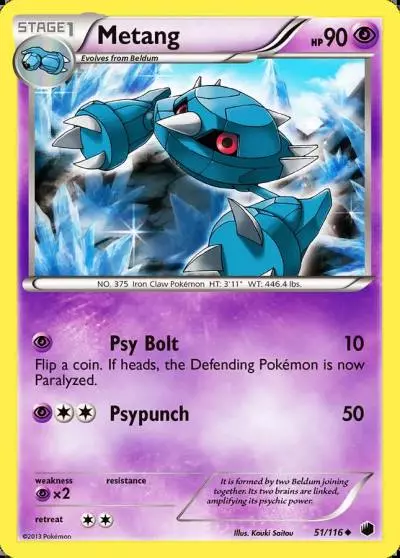 Metang 51/116 Plasma Freeze Pokemon card
