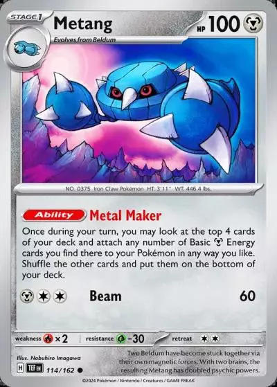 Metang 114/162 Temporal Forces Pokemon card
