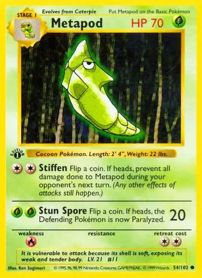 Metapod 54/102 Base Pokemon card