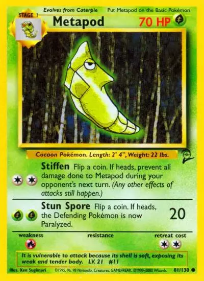 Metapod 81/130 Base Set 2 Pokemon card