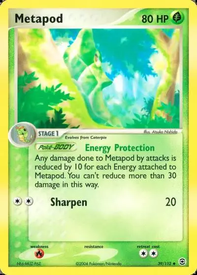Metapod 39/112 FireRed & LeafGreen Pokemon card