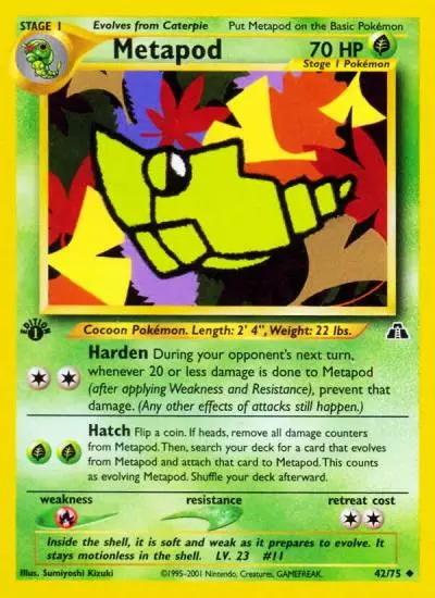 Metapod 42/75 Neo Discovery Pokemon card