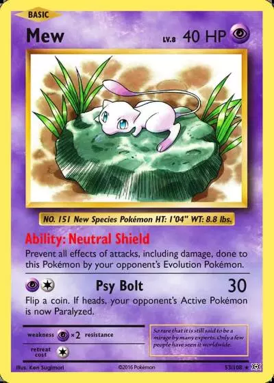 Mew 53/108 Evolutions Pokemon card