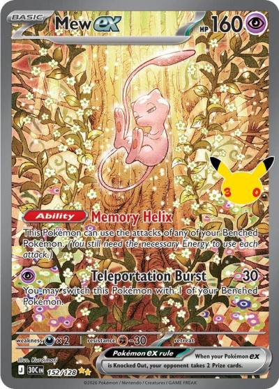Mew ex 152/128 30th Celebration Pokemon card