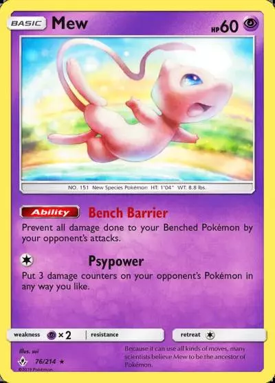 Mew 76/214 Unbroken Bonds Pokemon card