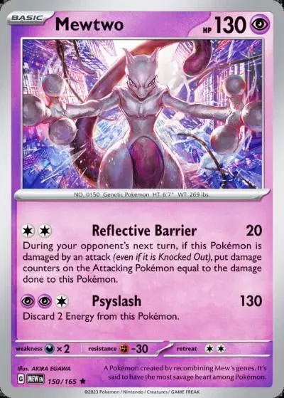 Mewtwo 150/165 151 Pokemon card