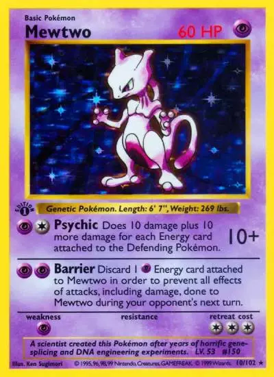 Mewtwo 10/102 Base Pokemon card