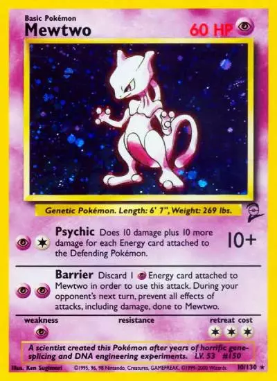 Mewtwo 10/130 Base Set 2 Pokemon card
