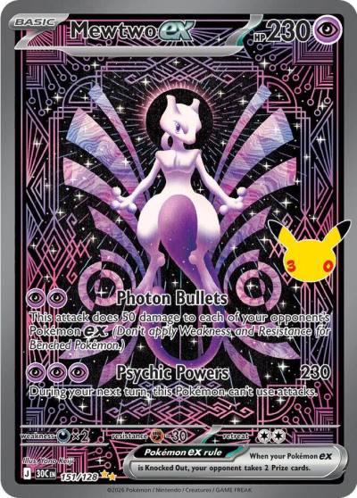 Mewtwo ex 151/128 30th Celebration Pokemon card
