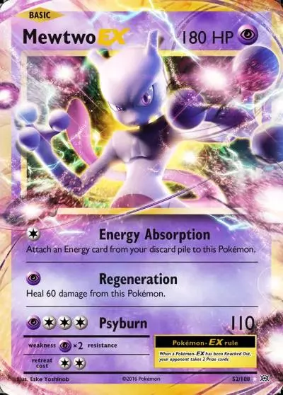 Mewtwo-EX 52/108 Evolutions Pokemon card