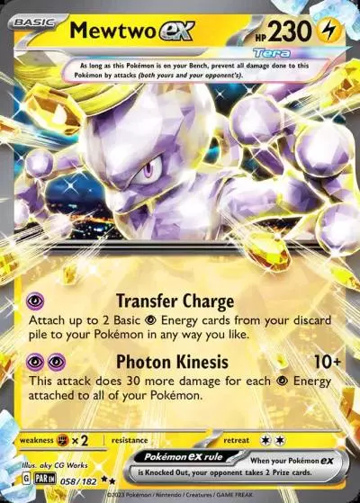 Mewtwo ex 58/182 Paradox Rift Pokemon card