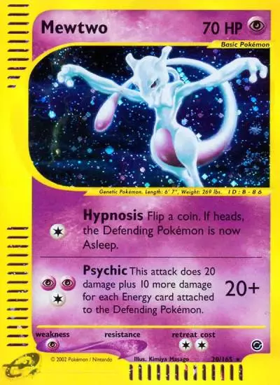 Mewtwo 20/165 Expedition Base Set Pokemon card