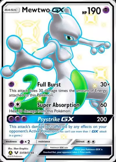 Mewtwo-GX SV59/94 Hidden Fates Shiny Vault Pokemon card