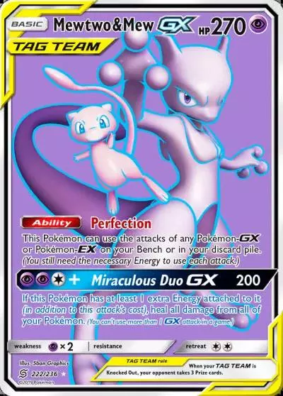 Mewtwo & Mew-GX 222/236 Unified Minds Pokemon card