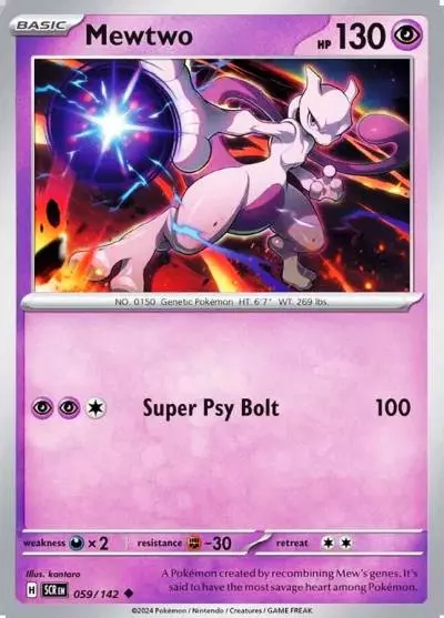 Mewtwo 59/142 Stellar Crown Pokemon card