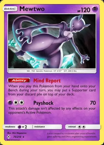 Mewtwo 75/214 Unbroken Bonds Pokemon card
