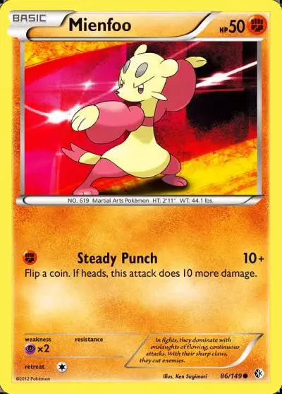 Mienfoo 86/149 Boundaries Crossed Pokemon card