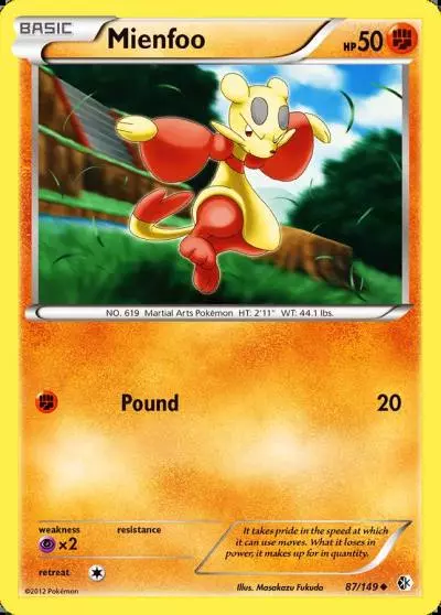 Mienfoo 87/149 Boundaries Crossed Pokemon card