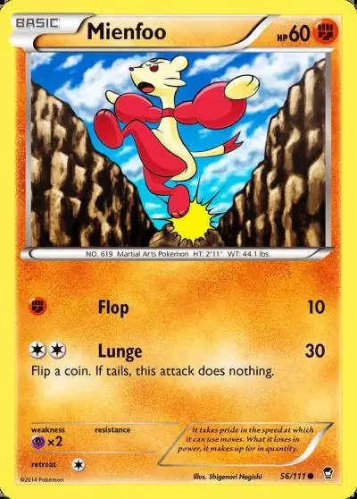 Mienfoo 56/111 Furious Fists Pokemon card
