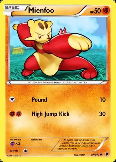 Mienfoo 69/101 Noble Victories Pokemon card