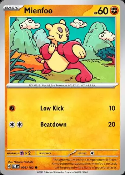 Mienfoo 96/182 Paradox Rift Pokemon card