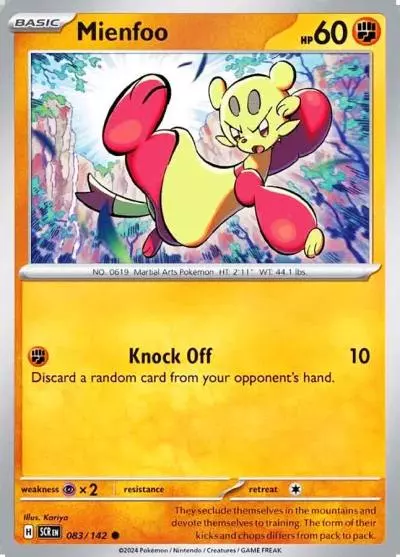 Mienfoo 83/142 Stellar Crown Pokemon card