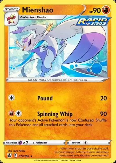 Mienshao 77/163 Battle Styles Pokemon card