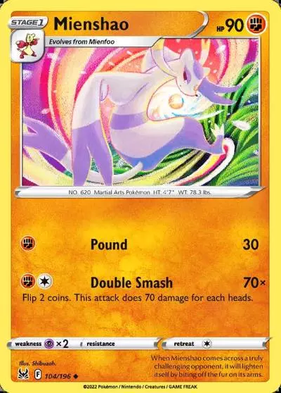 Mienshao 104/196 Lost Origin Pokemon card