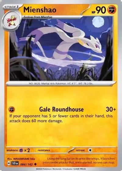 Mienshao 84/142 Stellar Crown Pokemon card