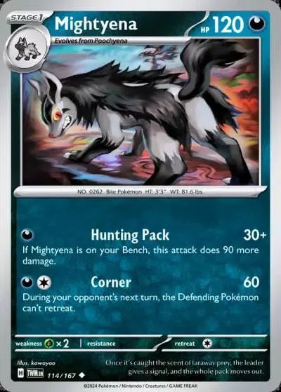 Mightyena 114/167 Twilight Masquerade Pokemon card