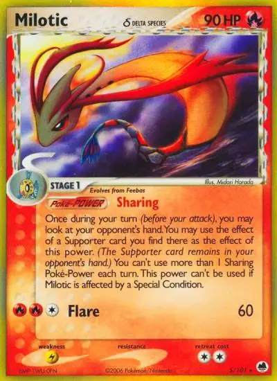 Milotic δ 5/101 Dragon Frontiers Pokemon card