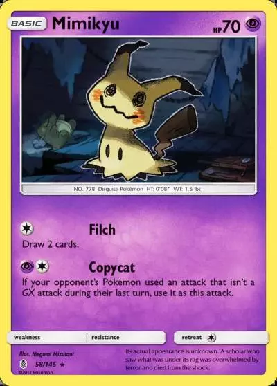 Mimikyu 58/145 Guardians Rising Pokemon card