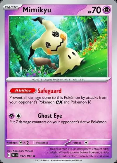 Mimikyu 97/193 Paldea Evolved Pokemon card