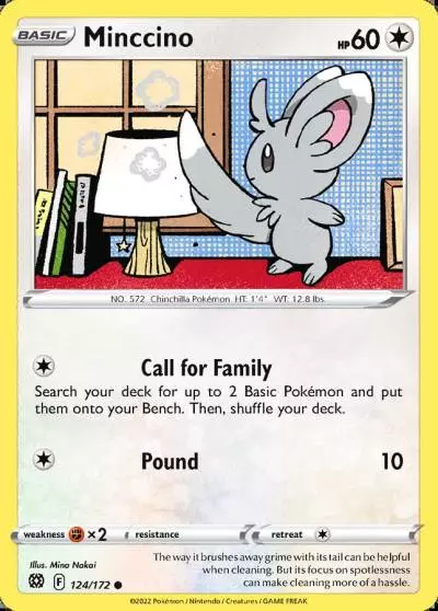 Minccino 124/172 Brilliant Stars Pokemon card