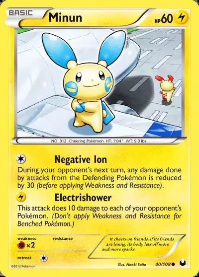 Minun 40/108 Dark Explorers Pokemon card