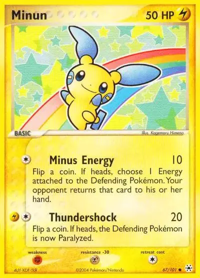 Minun 67/101 Hidden Legends Pokemon card