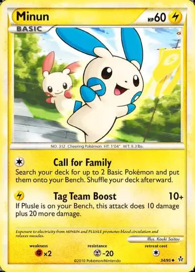 Minun 34/95 HS—Unleashed Pokemon card