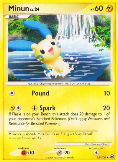 Minun 25/100 Majestic Dawn Pokemon card