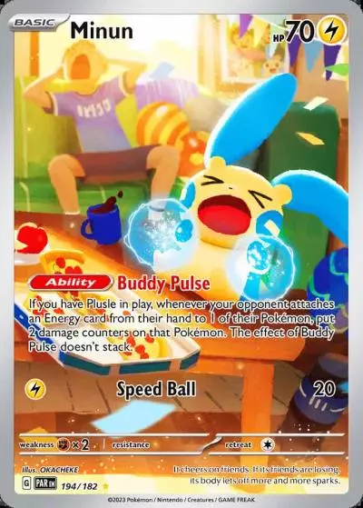Minun 194/182 Paradox Rift Pokemon card