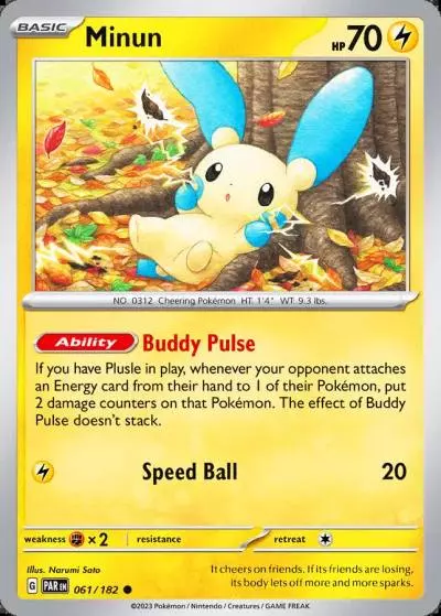 Minun 61/182 Paradox Rift Pokemon card