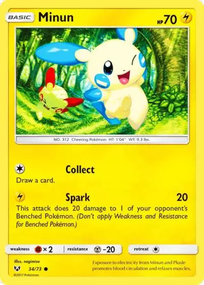 Minun 34/73 Shining Legends Pokemon card
