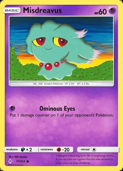 Misdreavus 77/214 Unbroken Bonds Pokemon card