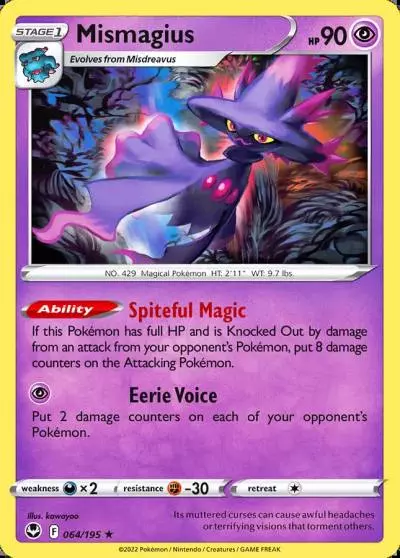 Mismagius 64/195 Silver Tempest Pokemon card