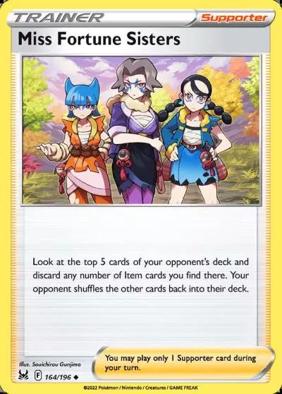 Miss Fortune Sisters 164/196 Lost Origin Pokemon card