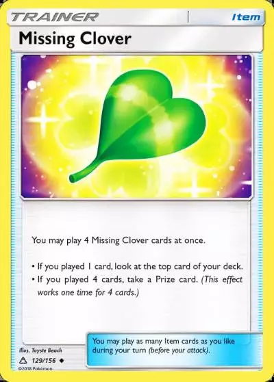 Missing Clover 129/156 Ultra Prism Pokemon card