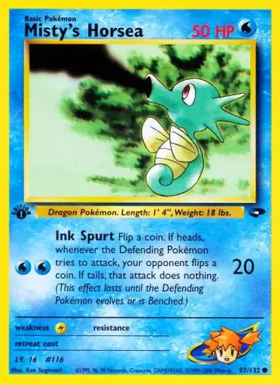 Misty's Horsea 87/132 Gym Challenge Pokemon card