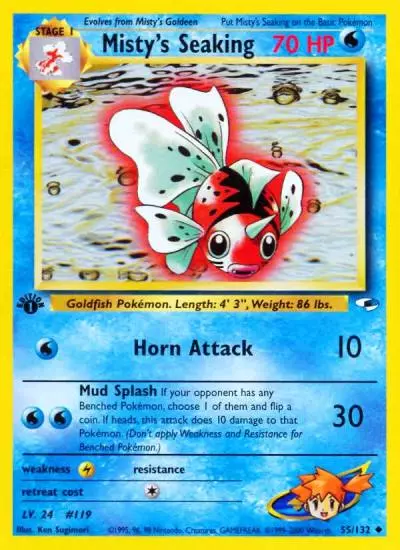 Misty's Seaking 55/132 Gym Heroes Pokemon card