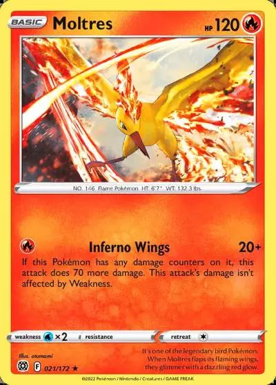 Moltres 21/172 Brilliant Stars Pokemon card